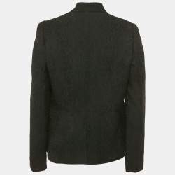 Pre Owned Armani Collezioni Black Jacquard Wool Button Front Blazer L