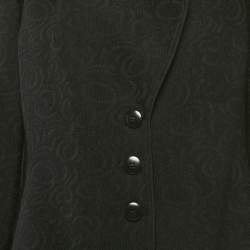 Pre Owned Armani Collezioni Black Jacquard Wool Button Front Blazer L