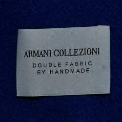 مملوكة مسبقًا Armani Collezioni Blue Wool Felt Double Fabric Coat L