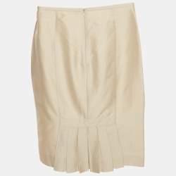 Pre Owned Armani Collezioni Beige Jacquard Pencil Skirt M 