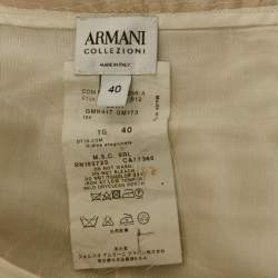 Pre Owned Armani Collezioni Beige Jacquard Pencil Skirt M 