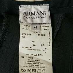 Pre Owned Armani Collezioni Black Patterned Wool Blend Flared Pant Suit  M/L