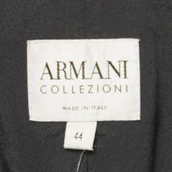 Pre Owned Armani Collezioni Black Patterned Wool Blend Flared Pant Suit  M/L