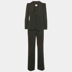 Pre Owned Armani Collezioni Black Crepe Flared Pants Suit M