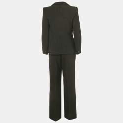 Pre Owned Armani Collezioni Black Crepe Flared Pants Suit M