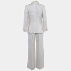 Pre Owned Armani Collezioni Ivory Linen Tailored Suit M