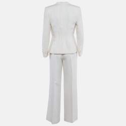 Pre Owned Armani Collezioni Cream Crepe Tailored Suit M
