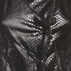 مملوكة مسبقًا Armani Collezioni Black Faux Leather and Faux Fur Biker Jacket S