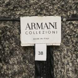مملوكة مسبقًا Armani Collezioni Black Faux Leather and Faux Fur Biker Jacket S