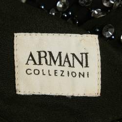 Pre Owned Armani Collezioni Black Embellished Crepe Mini Dress S