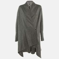 Pre Owned Armani Collezioni Grey Cashmere Wrap Cardigan M