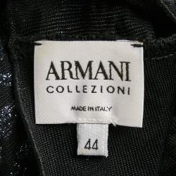 Pre Owned Armani Collezioni Black/Blue Glitter Print Jersey Midi Dress M