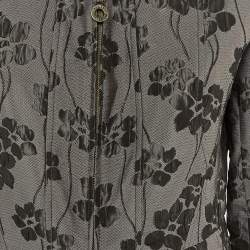 Pre Owned Armani Collezioni Grey Floral Jacquard Jacket L