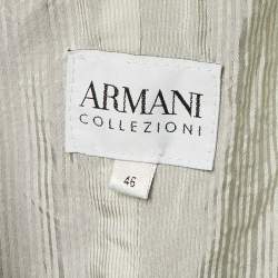 Pre Owned Armani Collezioni Grey Floral Jacquard Jacket L