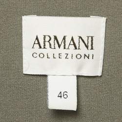 Pre Owned Armani Collezioni Grey Stretch Satin Ruffled Short Dress L