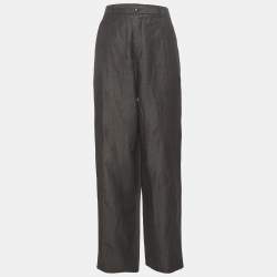 Pre Owned بنطلون أرماني كالزوني قطن أسود ساق عريضة كبير