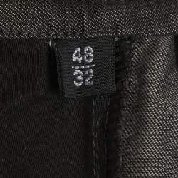 مملوكة مسبقًا بنطلون أرماني كالزوني قطن أسود ساق عريضة كبير