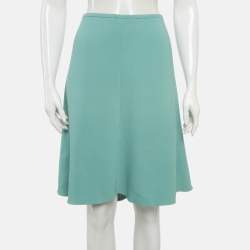 Pre Owned Armani Collezioni Green Crepe Flared Mini Skirt L