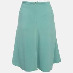 Pre Owned Armani Collezioni Green Crepe Flared Mini Skirt L