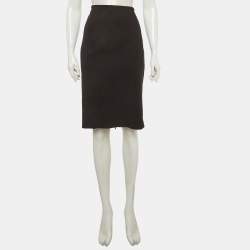 Pre Owned Armani Collezioni Black Jersey Pencil Skirt L