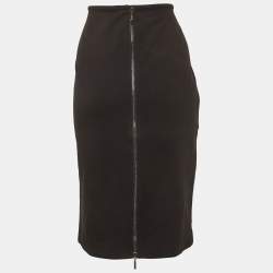 Pre Owned Armani Collezioni Black Jersey Pencil Skirt L