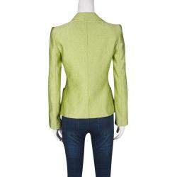 Pre Owned بليزر أرماني كالزوني ثلاثة أزرار أخضر ليموني منقوش S
