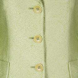 Pre Owned بليزر أرماني كالزوني ثلاثة أزرار أخضر ليموني منقوش S