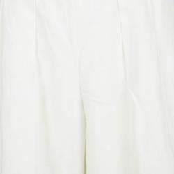 مملوكة مسبقًا Armani Collezioni Off White Linen Wide Leg High Waist Pants L