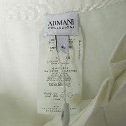 مملوكة مسبقًا Armani Collezioni Off White Linen Wide Leg High Waist Pants L
