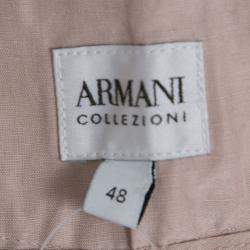 Pre Owned Armani Collezioni Pale Pink Linen Silk Wide Leg Pants L