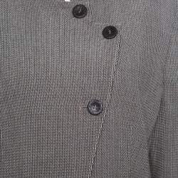Pre Owned Armani Collezioni Beige and Brown Textured Wool Mandarin Collar Blazer L