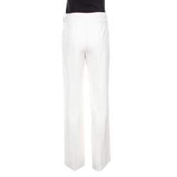 Pre Owned Armani Collezioni Cream High Waist Wide Leg Trousers S