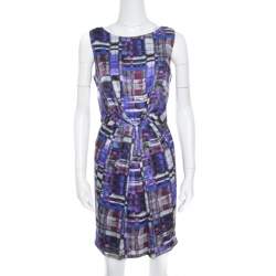Pre Owned Armani Collezioni Multicolor Printed Silk Pleated Sleeveless Dress M