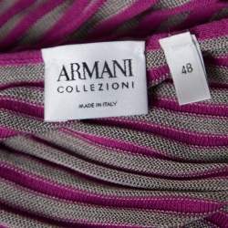 Pre Owned Armani Collezioni Purple Striped Knit Noodle Strap Top L
