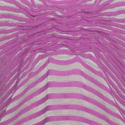 Pre Owned Armani Collezioni Purple Striped Knit Noodle Strap Top L