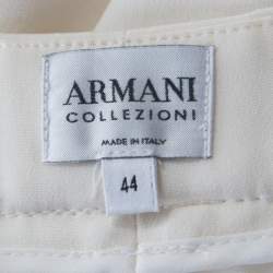 Armani Collezioni Cream High Waist Straight Fit Trousers M