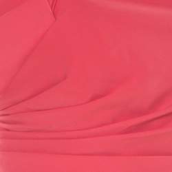 Armani Collezioni Salamander Pink Crepe Pleated Bow Trim One Shoulder Evening Gown M