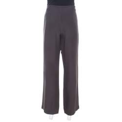Armani Collezioni Brown Crepe Wide Leg Trouser M