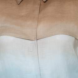 مملوكة مسبقًا Armani Collezioni Beige Blue Shaded Linen Shirt M