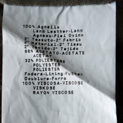 مملوكة مسبقًا Armani Collezioni Grey-Green Leopard Embossed Lambskin Zip Up Cowl Neck Jacket M