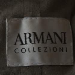 مملوكة مسبقًا Armani Collezioni Grey-Green Leopard Embossed Lambskin Zip Up Cowl Neck Jacket M