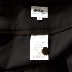 Armani Collezioni Brown Wool Wide Leg Trousers L 