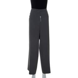Pre Owned Armani Collezioni Grey Crepe Straight Fit Trousers XL