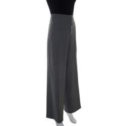 Pre Owned Armani Collezioni Grey Crepe Straight Fit Trousers XL