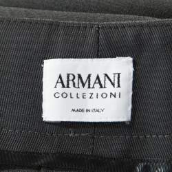 Pre Owned Armani Collezioni Grey Crepe Straight Fit Trousers XL