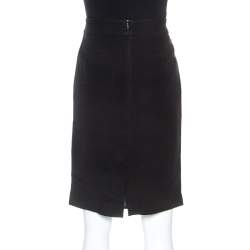 Pre Owned Armani Collezioni Black Crepe Pencil Skirt M
