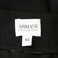 Pre Owned Armani Collezioni Black Crepe Pencil Skirt M