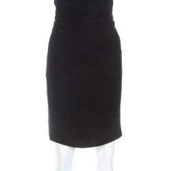 Pre Owned Armani Collezioni Black Crepe Pencil Skirt M