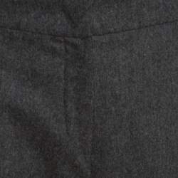Pre Owned Armani Collezioni Dark Grey Felted Wool Straight Fit Trousers M