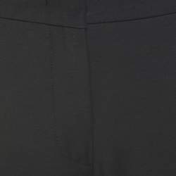 Pre Owned Armani Collezioni Charcoal Grey Stretch Knit Cuffed Hem Tailored Trousers M